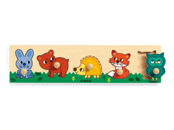 DJECO Jednoduché vkladací puzzle s úchytky lesní zvířátka
