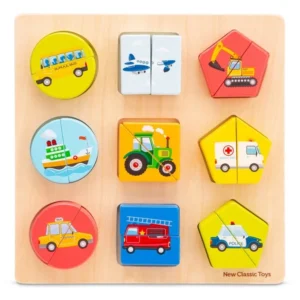 Dřevěné vkládací puzzle: dopravní prostředky