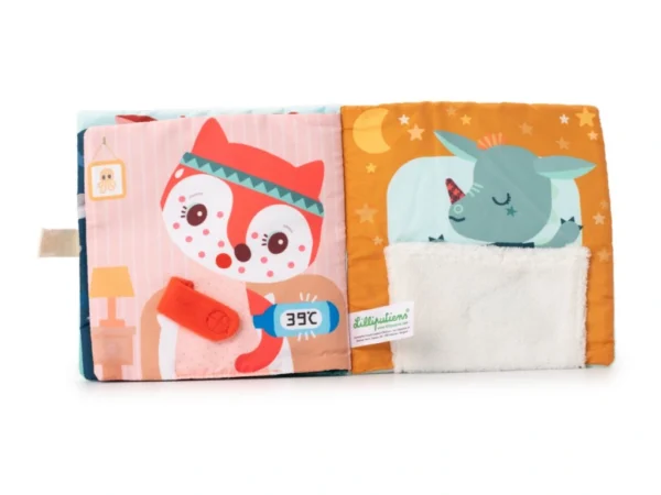 LILLI 83492 lilliputiens textilni knizka s aktivitami dracek joe a jeho muchlacek 10