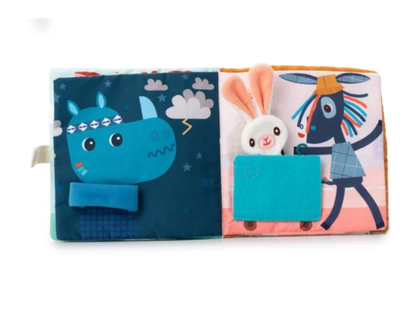 LILLI 83492 lilliputiens textilni knizka s aktivitami dracek joe a jeho muchlacek 9