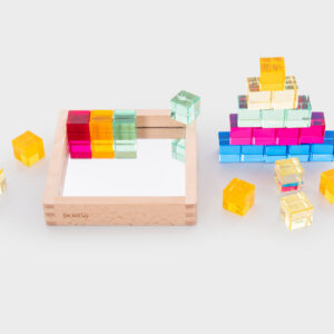 TickiT - Barevné křišťálové kostky se zrcadlovým podnosem